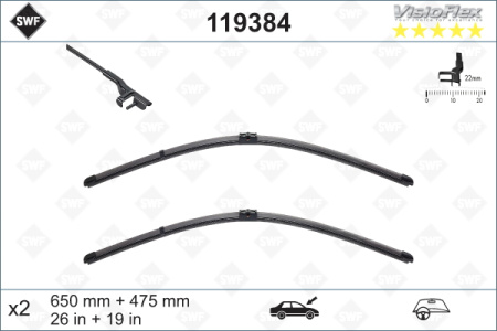 Комплект бескаркасных стеклоочистителей SWF Flat Blade OE SF384